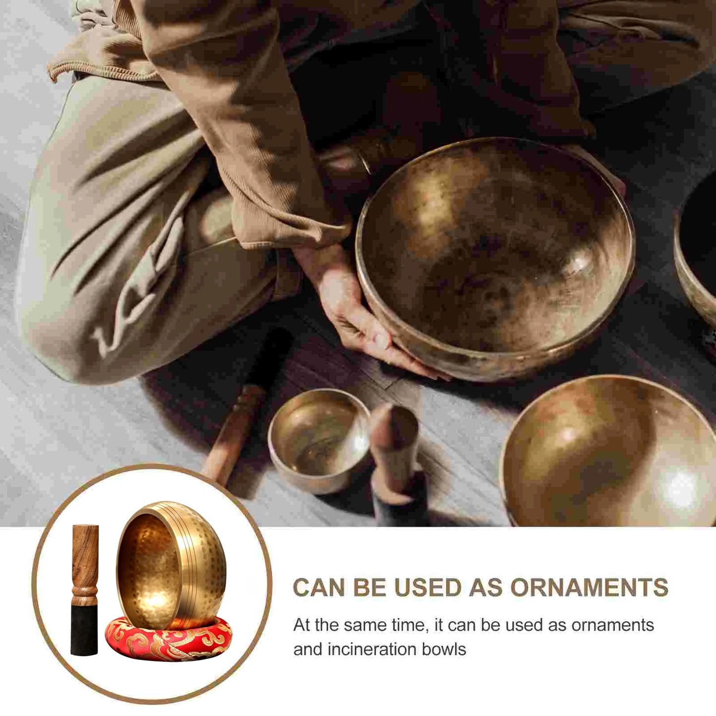 Tibetan Singing Bowl Set Sound Bowl Meditation Bowl Unique Gift Helpful for Meditation Yoga Stress Relief