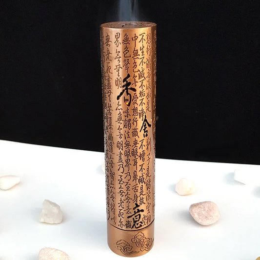 FY Vertical Chinese Style Stick Incense Holder 12cm Alloy Zen Guanyin Heart Meridian Sandalwood Incense Burner Metal Home Decor