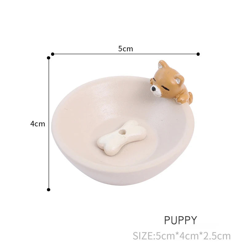 1Pc Incense Stick Burner Ash Catcher Incense Holder Aromatherapy Plate Resin Rabbit Puppy Ornament for Home Spa Decoration