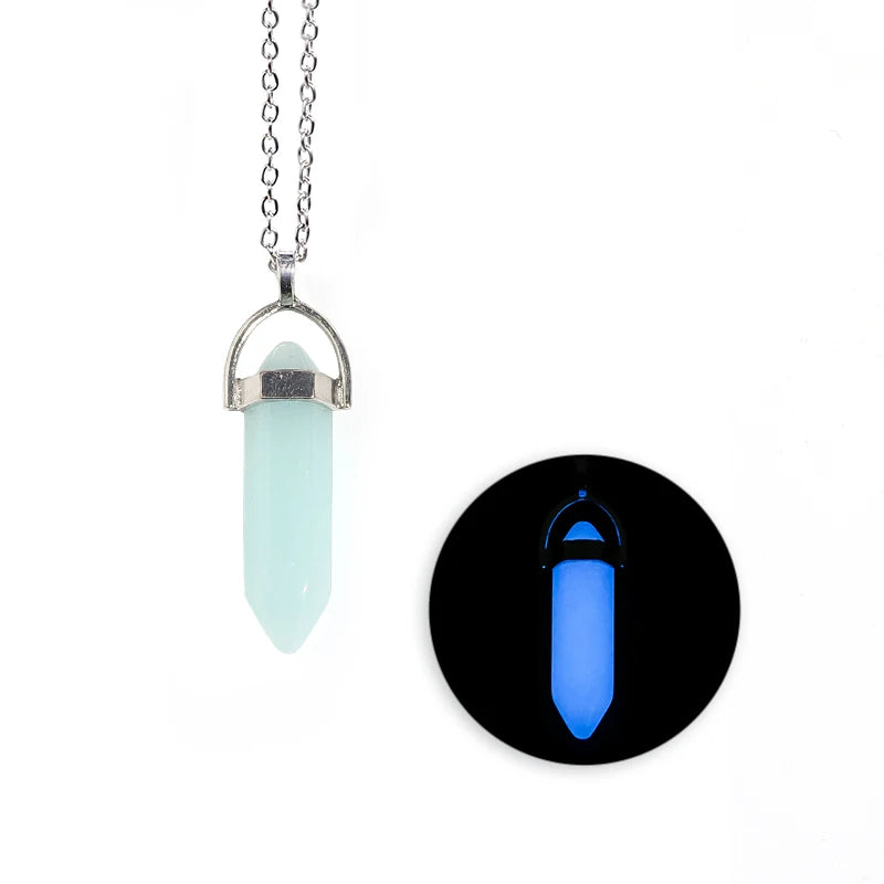 Natural Stone Hexagonal Necklace Bullet Necklaces Healing Crystal Quartz Lapis Bullet Pendulum Chakra Jewelry Chain Necklace