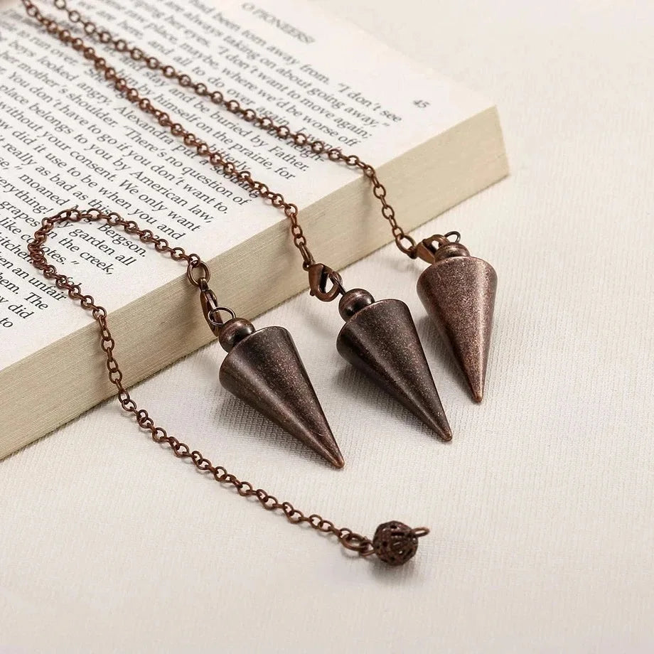 Bronze Metal Copper Spiritual Dowsing Point Pendulum for Divination Healing Wicca Balancing Pointed Cone Pendant Pendulum x001