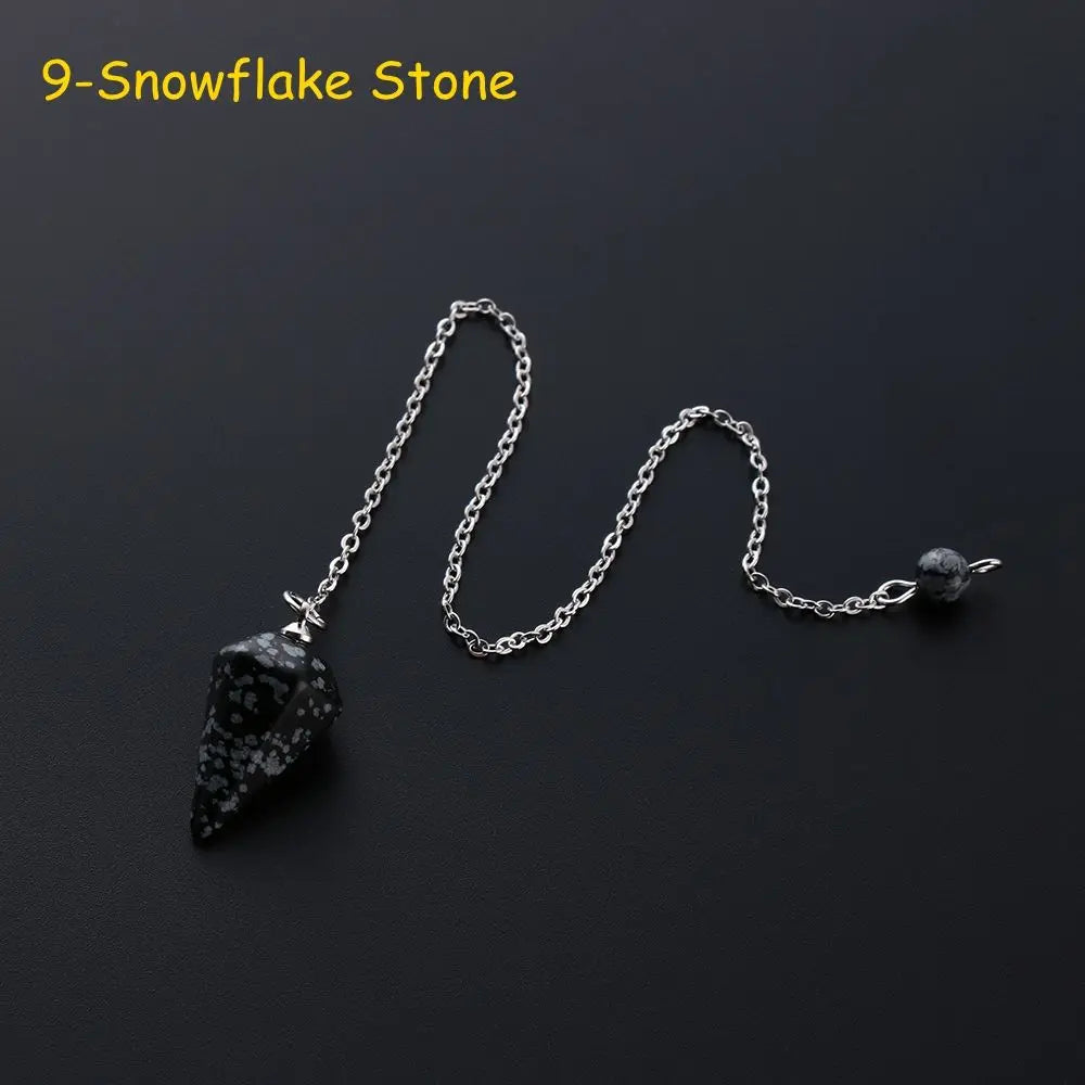7 Chakra Natural Stone Pendulum Crystal Point Scrying Pendant for Dowsing Divination Orgonite Healing Gemstone Rock Jewelry