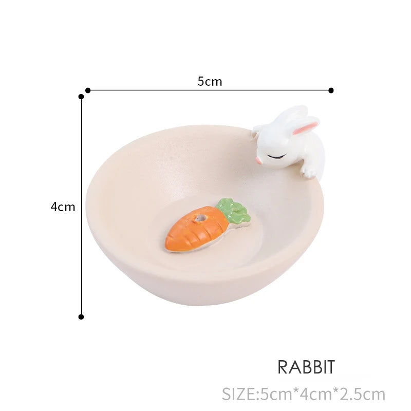 1Pc Incense Stick Burner Ash Catcher Incense Holder Aromatherapy Plate Resin Rabbit Puppy Ornament for Home Spa Decoration