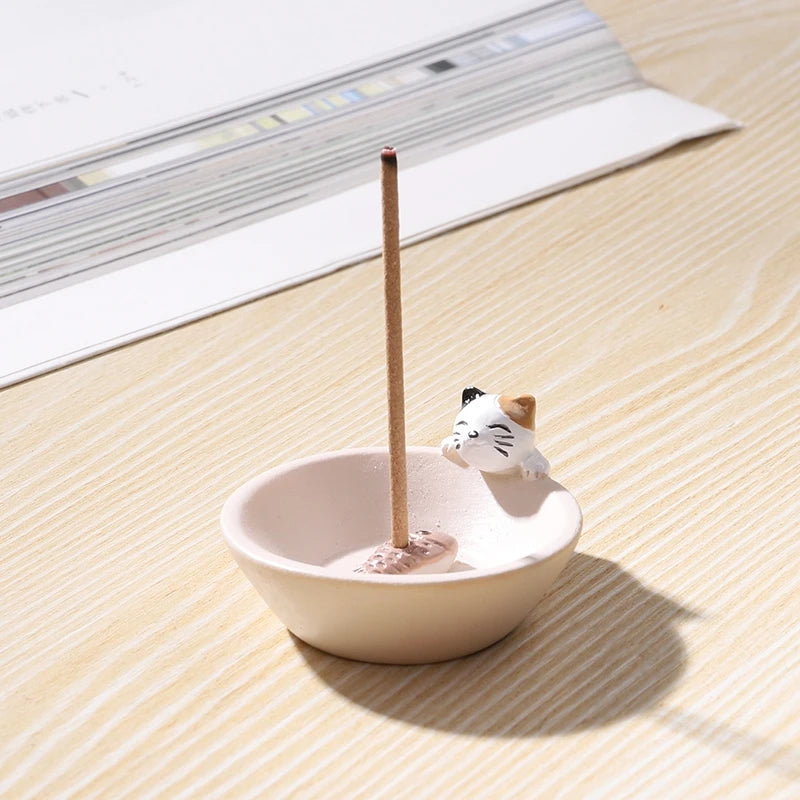 1Pc Incense Stick Burner Ash Catcher Incense Holder Aromatherapy Plate Resin Rabbit Puppy Ornament for Home Spa Decoration