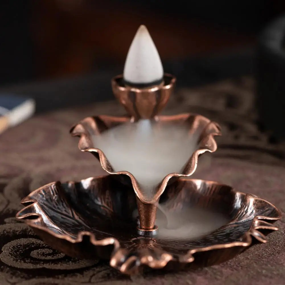 Lotus Leaf Incense Burner Stick Holder Waterfall Fragrance Fireplace Backflow Incense Burner Incense Stick Holder Home Decor