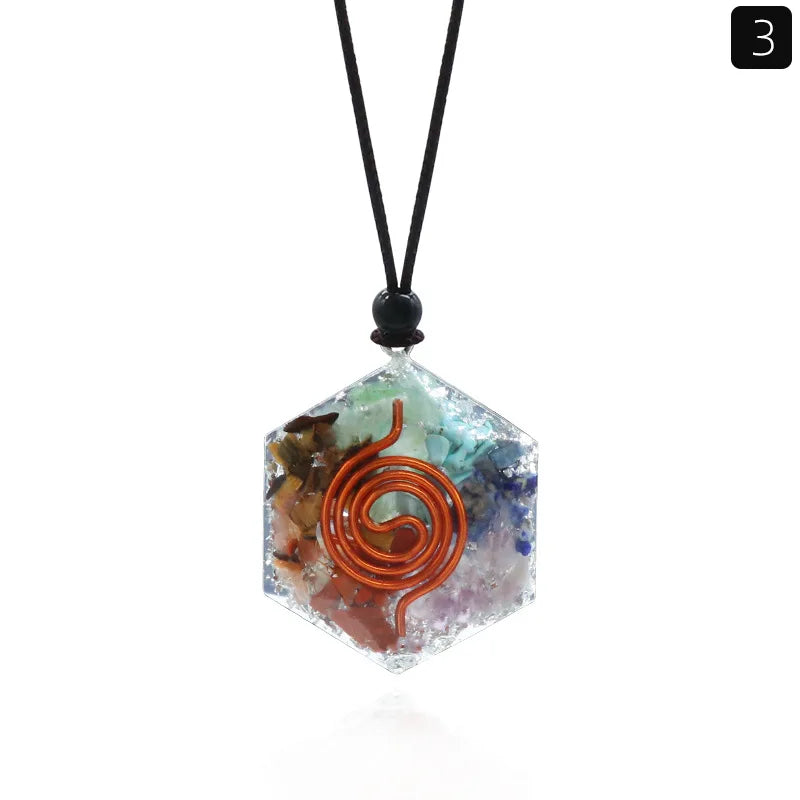 Reiki Healing Energy Crystal Pendant Yoga Meditation Spiritual Chakra Neckalce Amulet Orgonite Energy Generator Emf Jewelry Gift