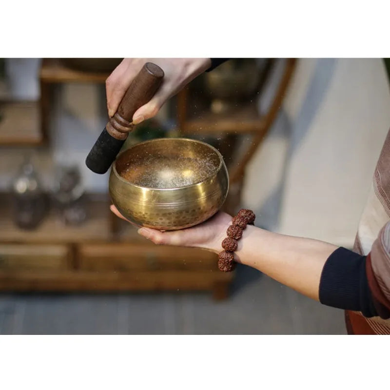 Nepal handmade Tibet Buddha sound bowl Yoga Meditation Chanting Bowl Brass Chime Handicraft music therapy Tibetan Singing Bowl