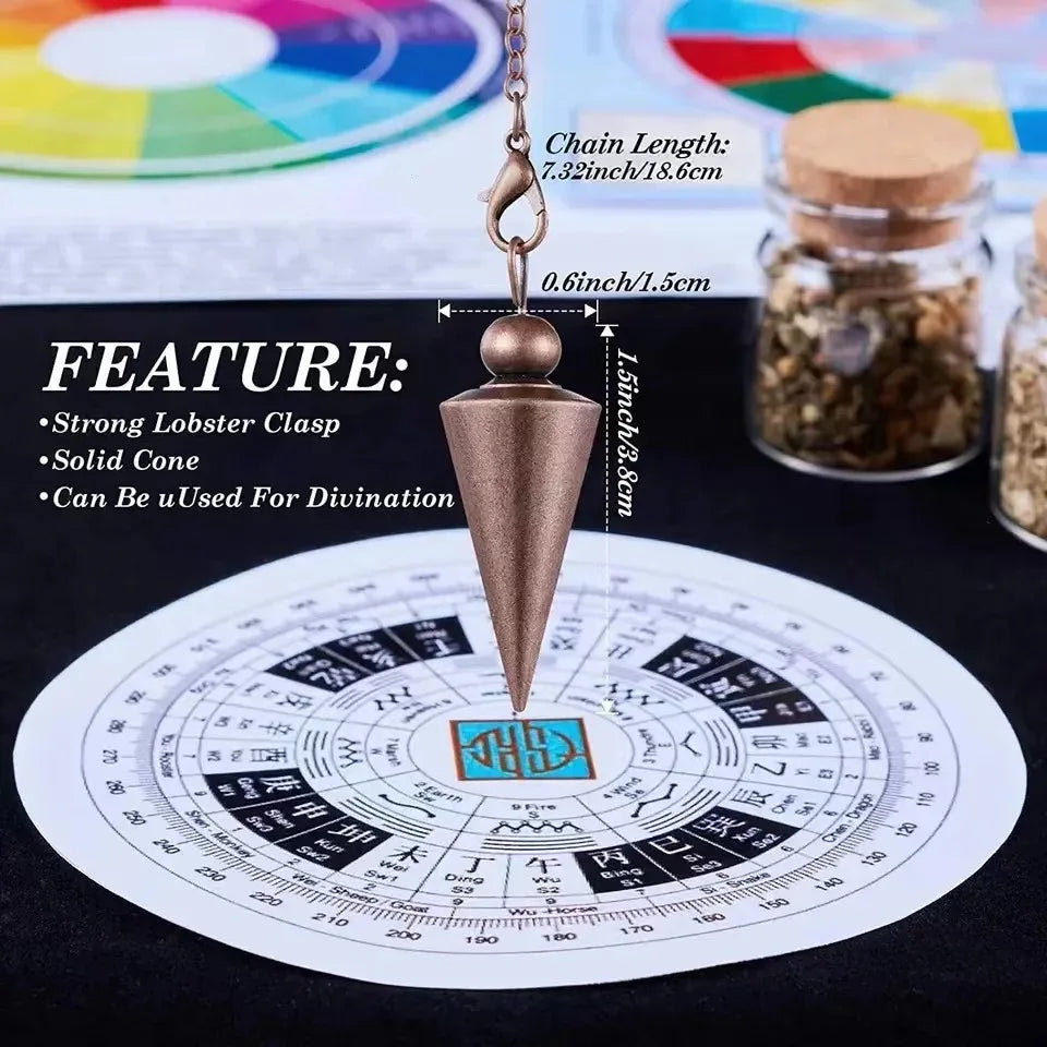 Bronze Metal Copper Spiritual Dowsing Point Pendulum for Divination Healing Wicca Balancing Pointed Cone Pendant Pendulum x001